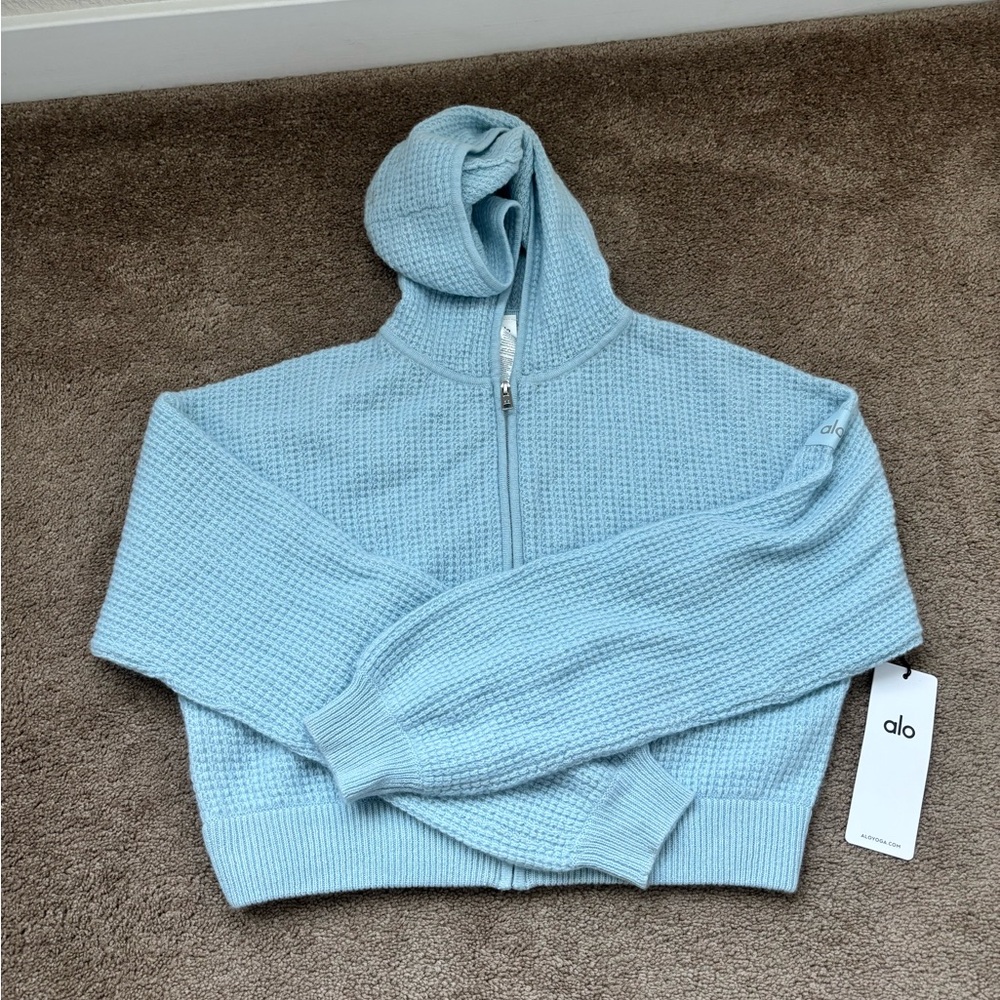 Alo Light Blue Knit Hoodie it’s Cashmere